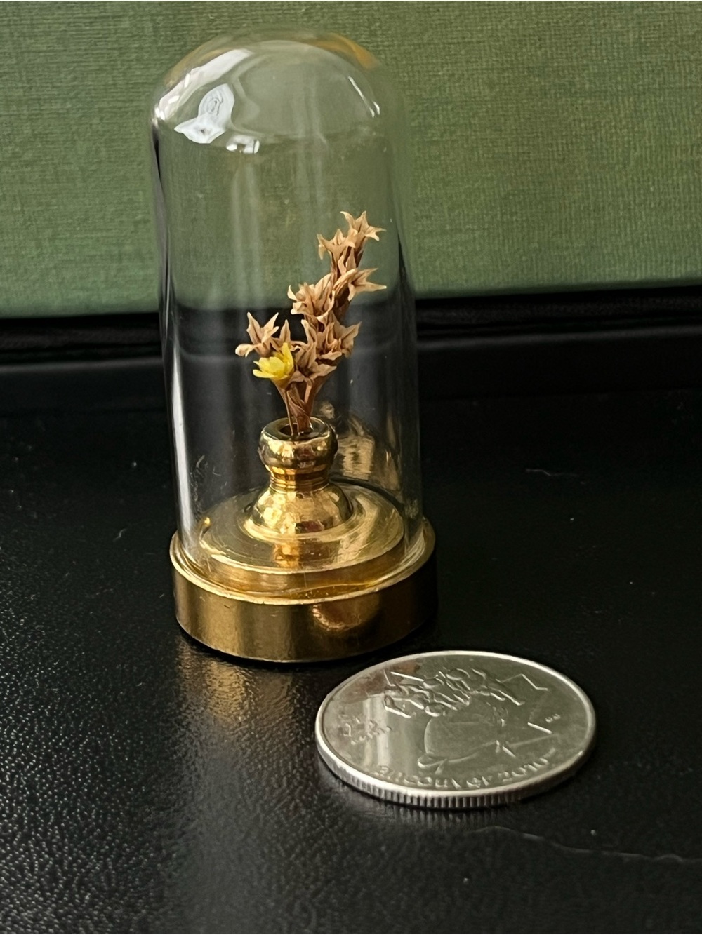 Miniature Brass Glass Domed flowers Dollhouse Holland